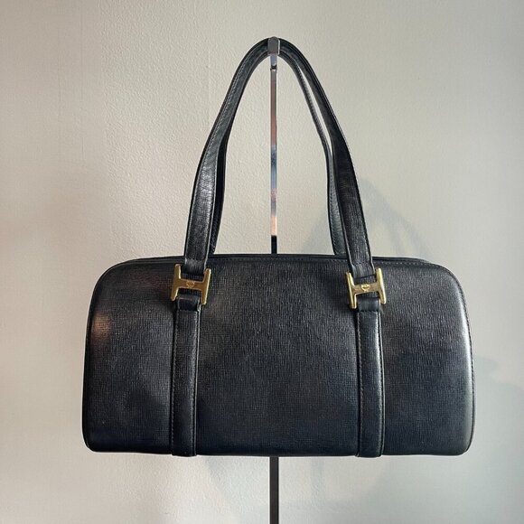 MCM  Calfskin Studded Barrel Bag Black - Preowned - Picture 2 of 14